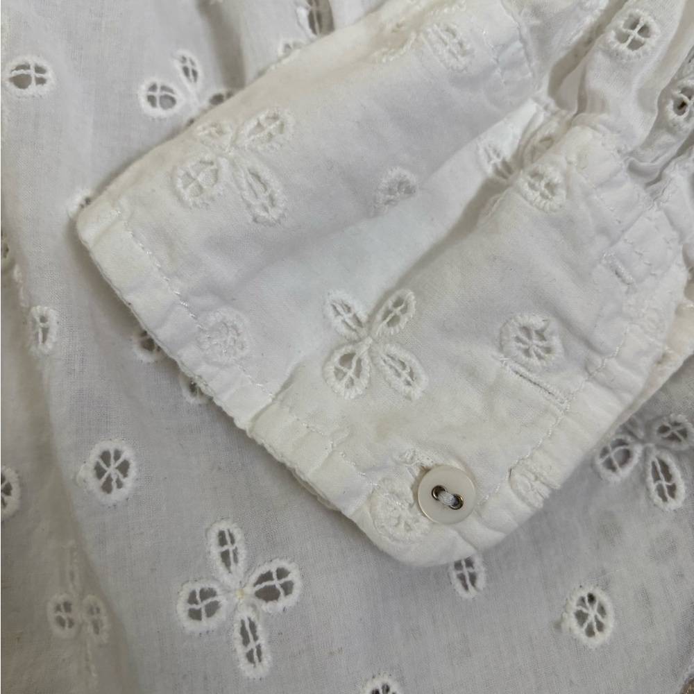 Vintage Cino Boutique Eyelet White Floral Cutout Button Blouse Top Cottage Boho - Picture 4 of 6